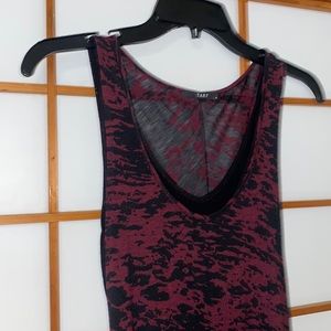 Burgundy & black camo print layered tank dress